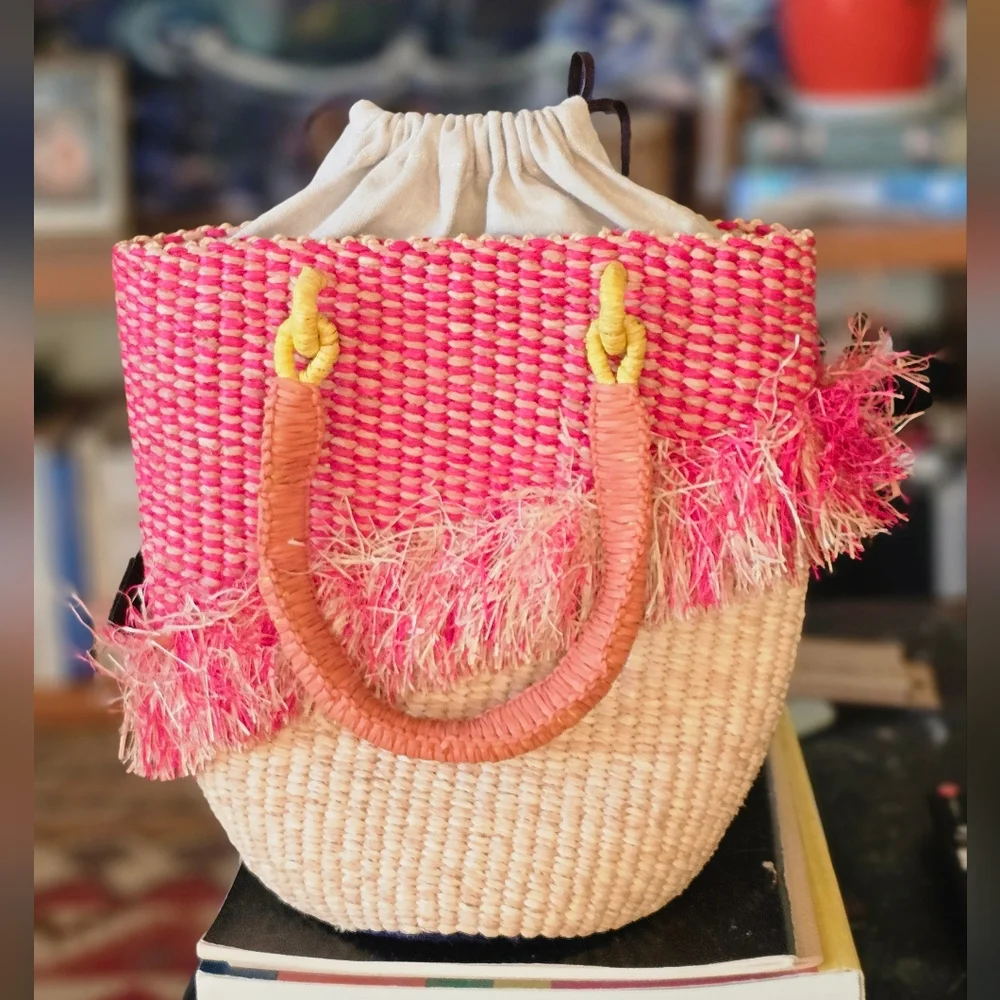AAKS Straw Raffia African Basket Handbag - Picture 2 of 8